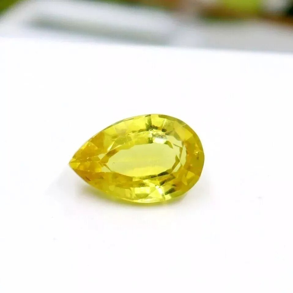 Flawless 8-10 Ct Natural Yellow Sapphire Pear Loose Gemstone Certified
