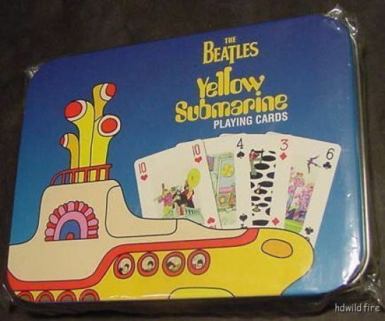 THE BEATLES YELLOW SUBMARINE BELGIUM PLAYING CARDS TIN 2004 John Lennon gold art