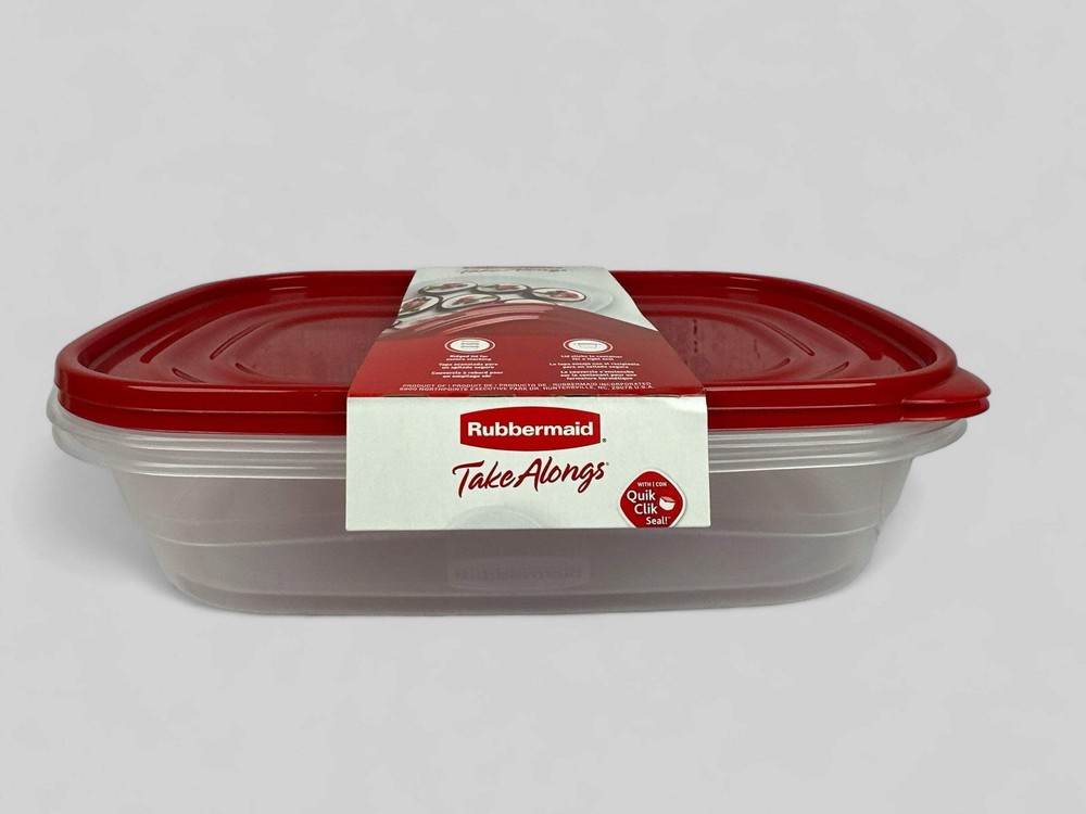 Rubbermaid Plastic Rectangle Food Storage Containers | Ruby Red | 2 Pack