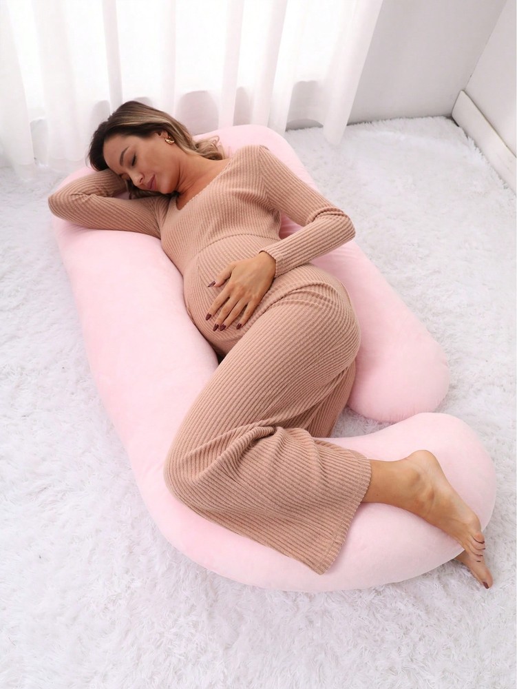 Dark Gray Ultra-Soft Maternity Pillow for Side Sleepers with Waist and Abdomen Support