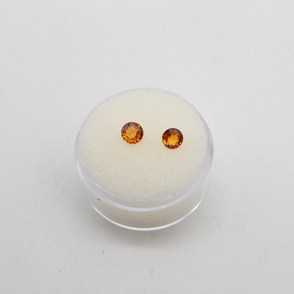 $2000 1ct ROUND CUT Natural Padparadscha Sapphire LOOSE MATCHED PAIR SET