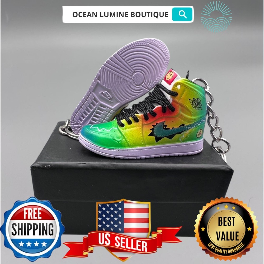 Air Jordan 3D Mini Sneaker Keychain, Basketball Sneaker Collectible, Box Options