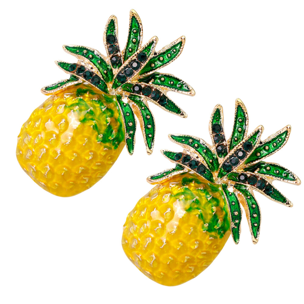2Pcs Lovely Pineapple Shaped Brooch Alloy Decorative Breastpin Clothes Pin for