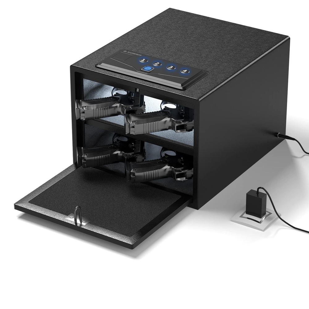 Biometric Pistol Safe with Quick Access - FCC & CA DOJ Certified Handgun Storage-image