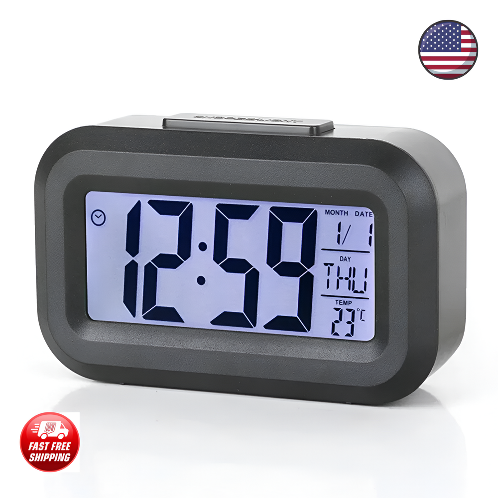 Compact LED Digital Alarm Clock for Kids Bedroom or Bedside Table