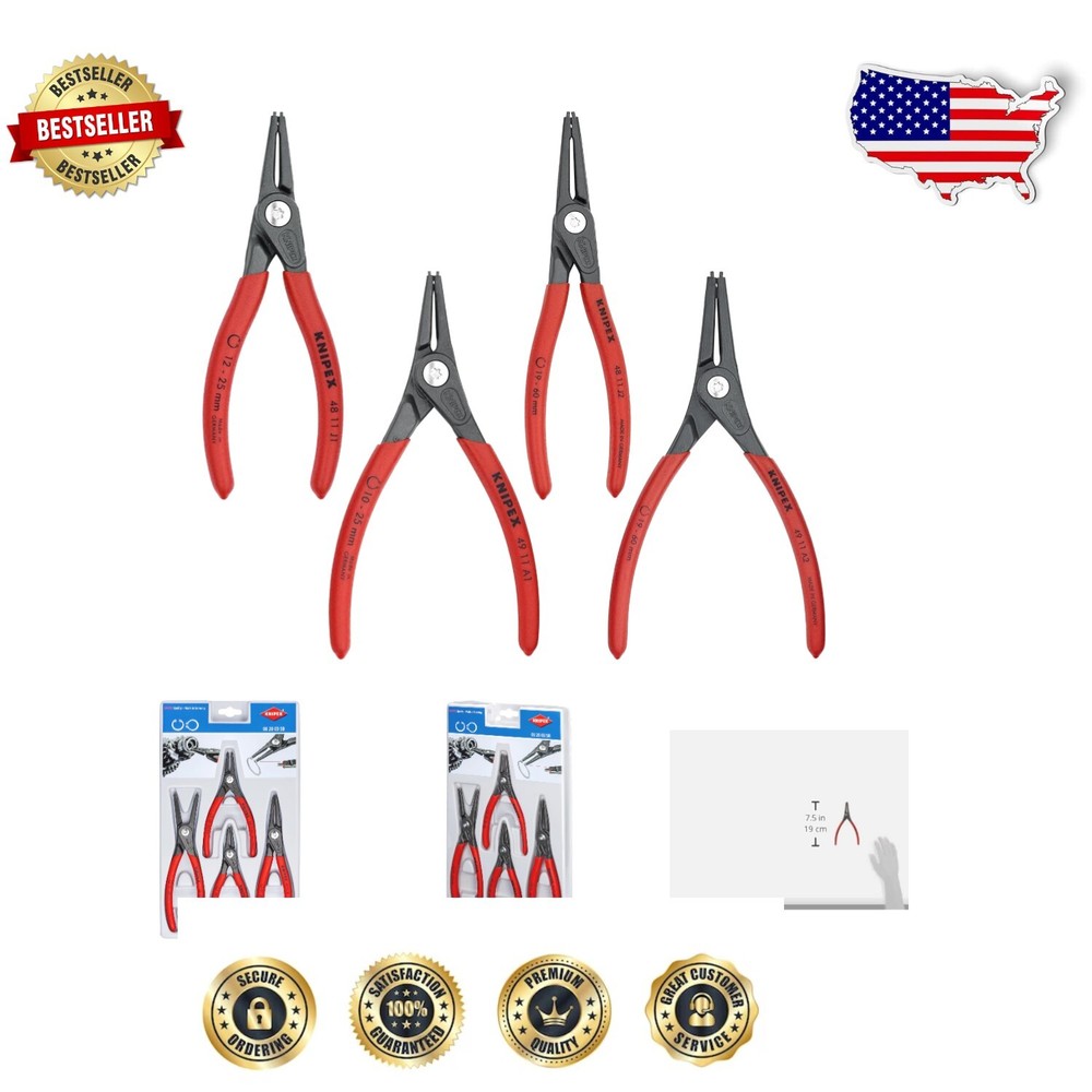 Professional 4-Pc Circlip Pliers Set with Comfortable Grip - Multi Color