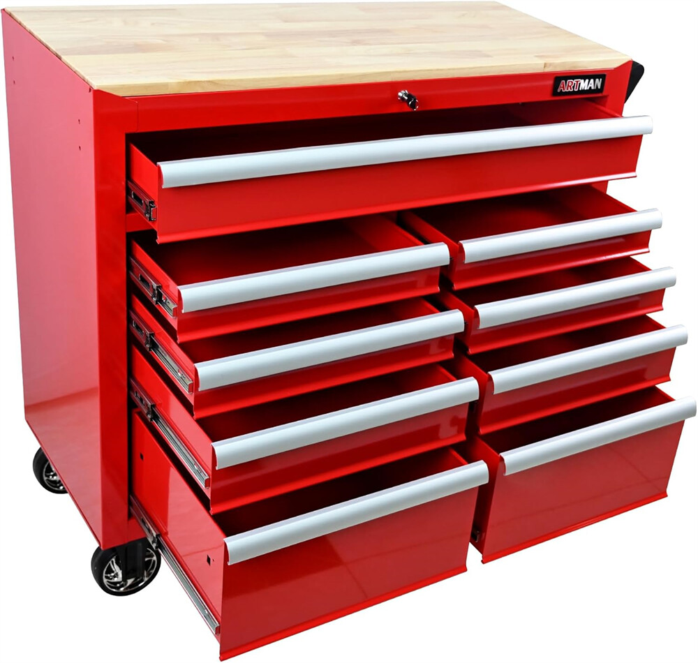 Rolling Tool Chest with 9-Drawer Tool Box with Wheels Multifunctional Tool Cart