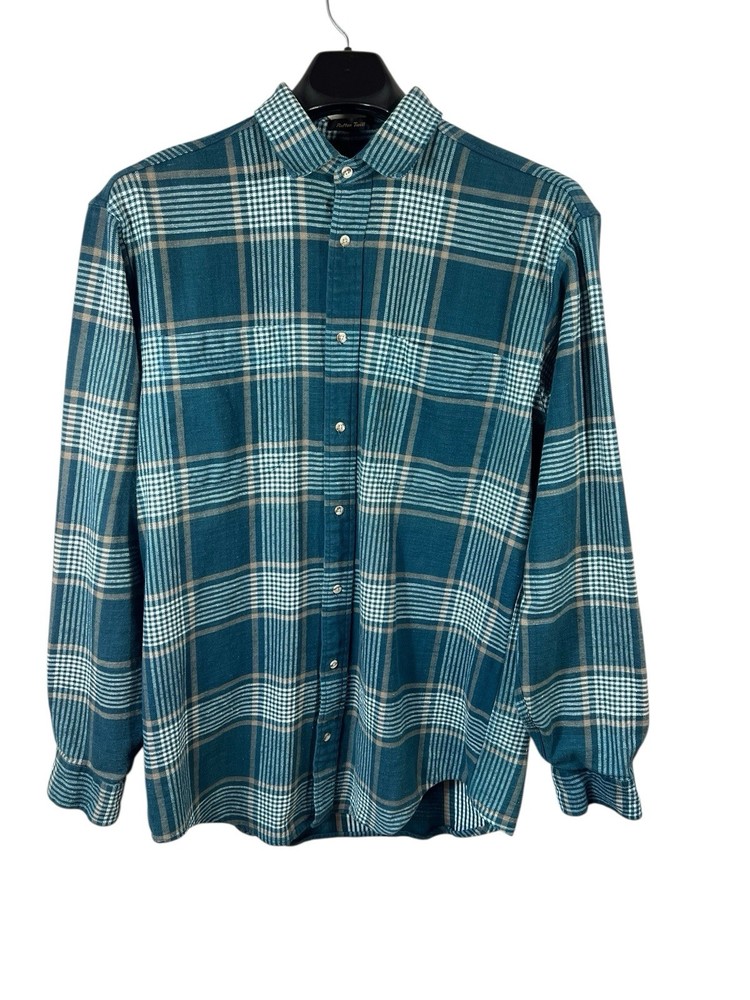 Vintage Eddie Bauer Rufton Twill Button-Up Shirt for Men in Large Tall Green