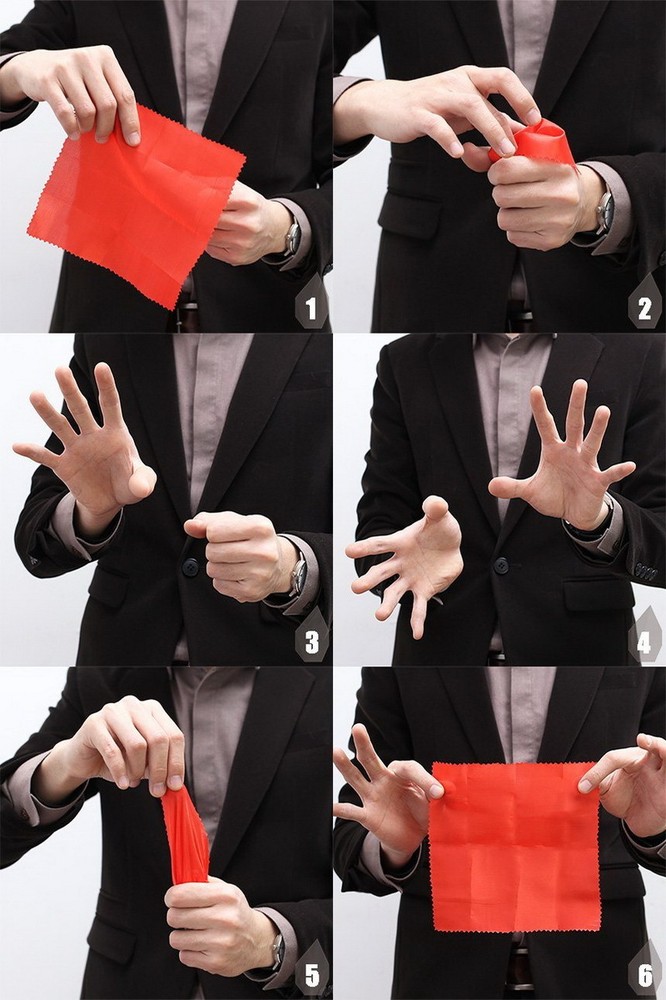 4x Thumb Tip Finger Fake Magic Trick Vinyl Toy Fun Joke Prank Vanish Red Silk*a5