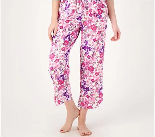 Breezies Lounge All Over Floral Cropped Pant (Purple Multi, 1X) A574428