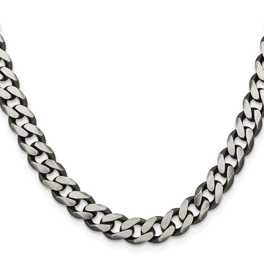 Sterling Silver Antiqued 9.3mm Curb Chain Necklace 28
