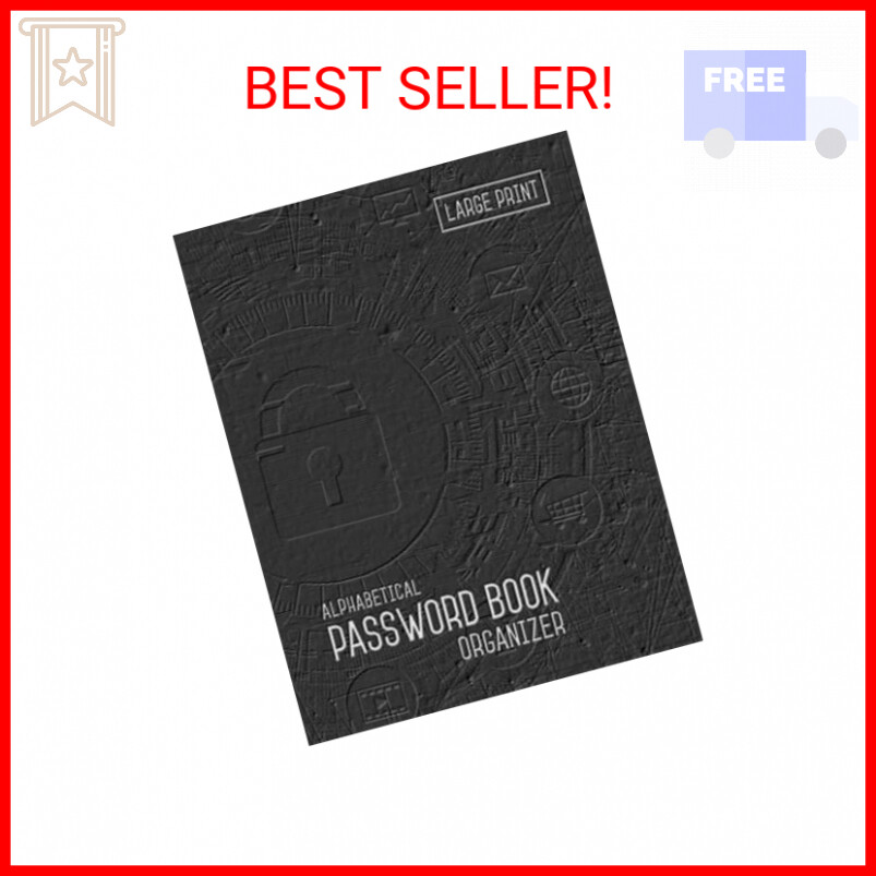 Secure Password Organizer Book Alphabetical Tabs - 8.5x11 Notebook Print  -image