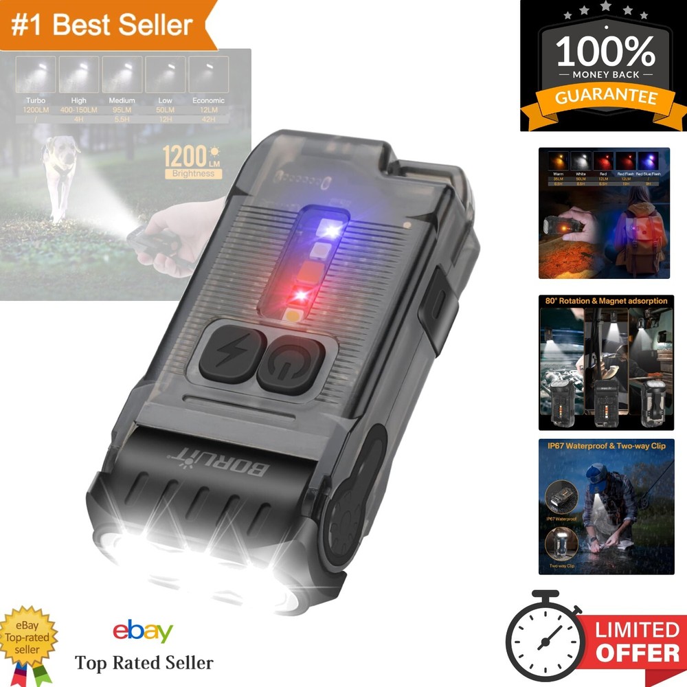 Powerful 1200 Lumen EDC Flashlight with Adjustable Light Modes & Magnet Clip