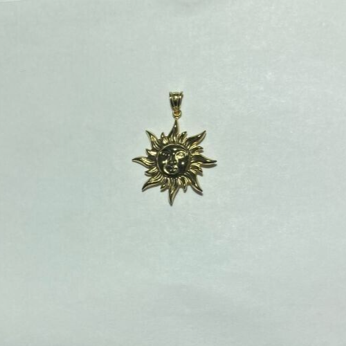 14K Gold Sun Pendant - Elegant Yellow Gold Necklace