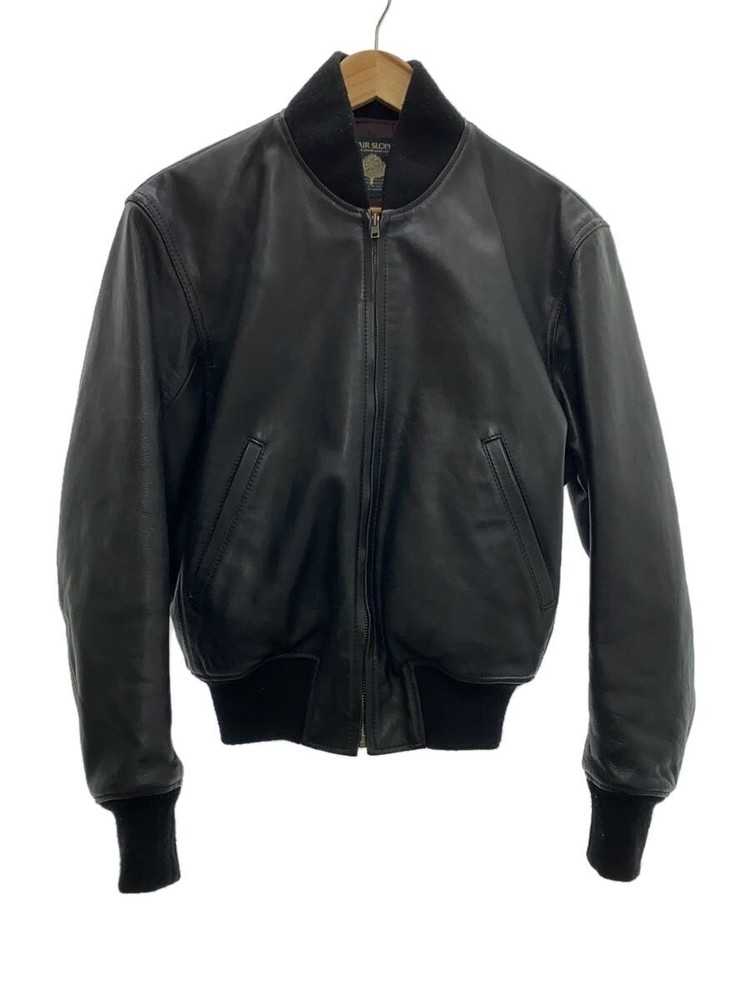 Slope Leather Jacket Blouson Black Plain Design 2296