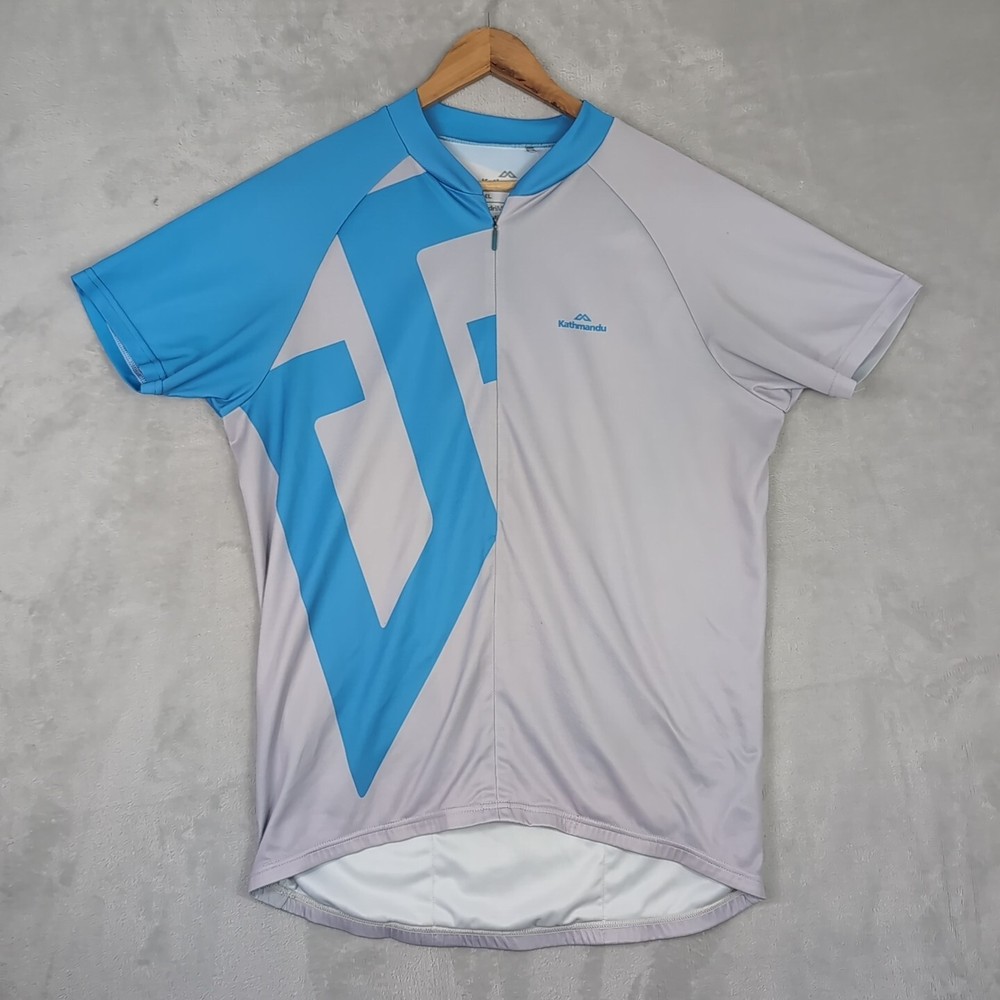 Kathmandu Mens XL Grey Blue Cycling Jersey with Dri Motion Technology for Outdoor Comfort