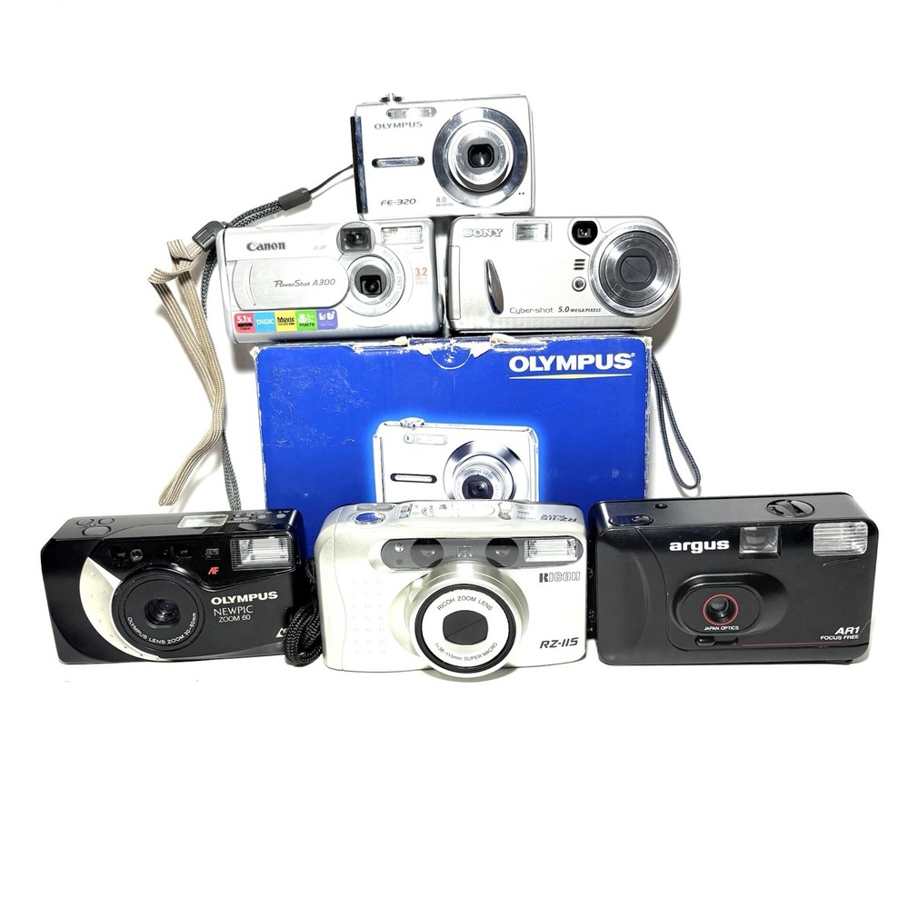 Sony CyberShot Canon PowerShot Olympus Digital & Ricoh Argus Film Cameras-image