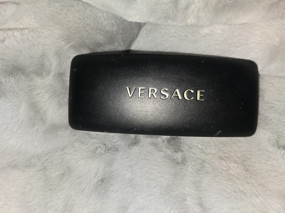Versace Sunglasses Eyeglasses Leather Large Black Hard Case