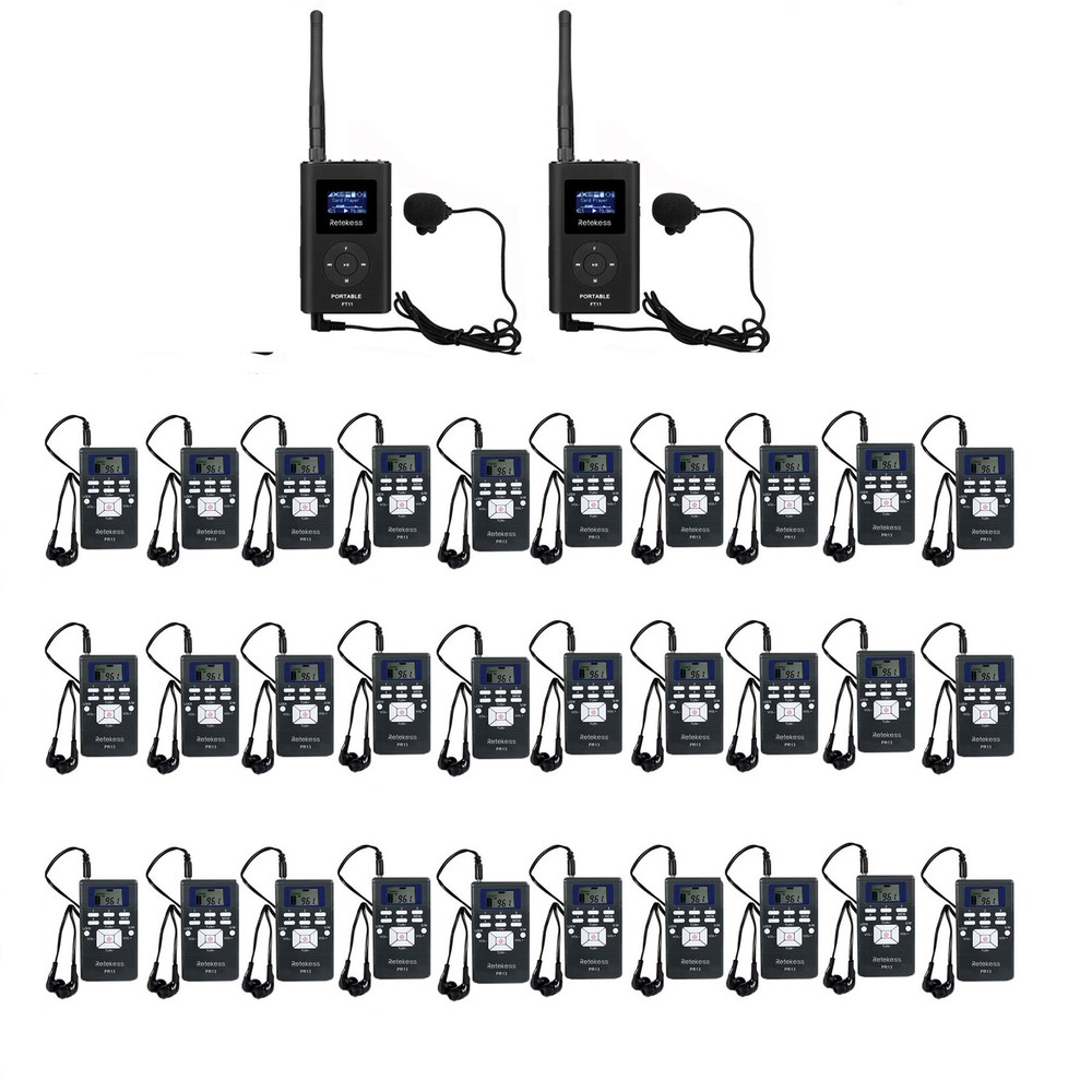 Retekess Wireless Tour Guide Audio System Mic 2 Transmitters 30 Receiver Meeting
