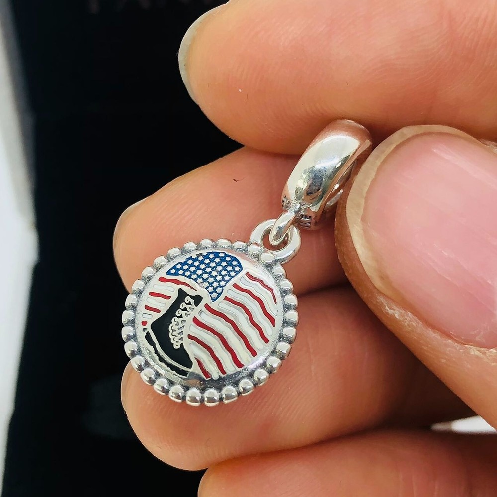Pandora Combat Boot & US Flag Dangle Charm