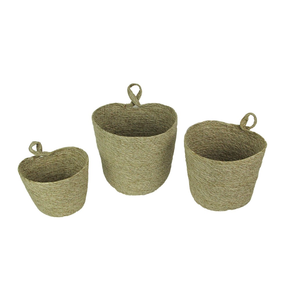 Set of 3 Woven Hanging Basket Decorative Organizer Pockets Home Storage Decor
