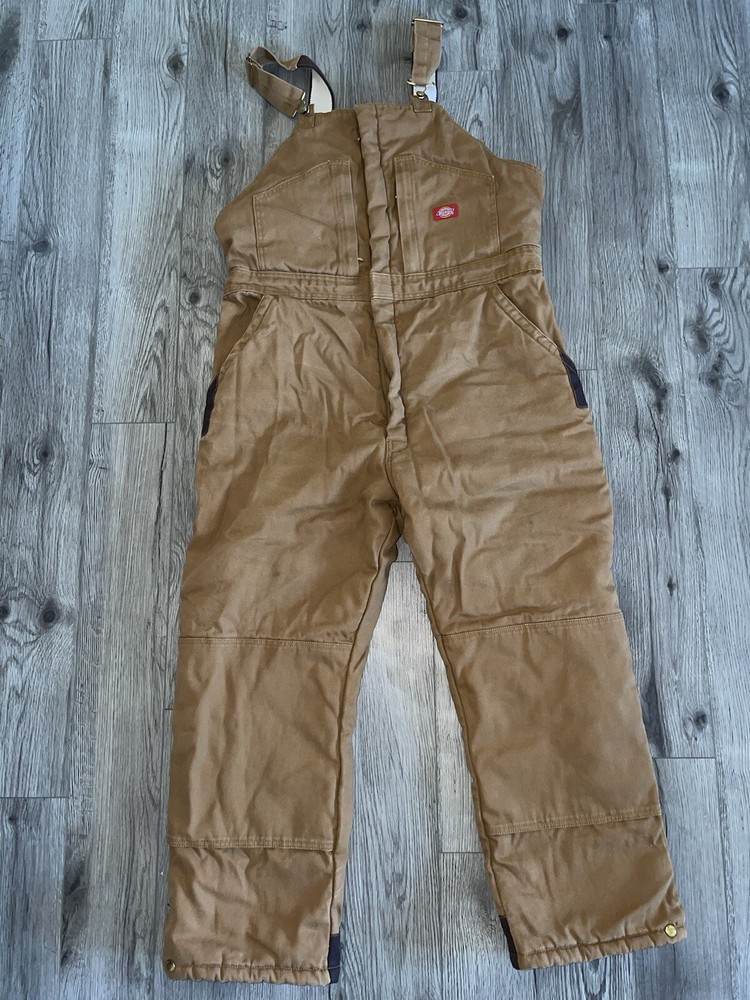 Vintage Dickies Duck Insulated Bib Canvas Overall Dungarees Brown Men's X-Large
