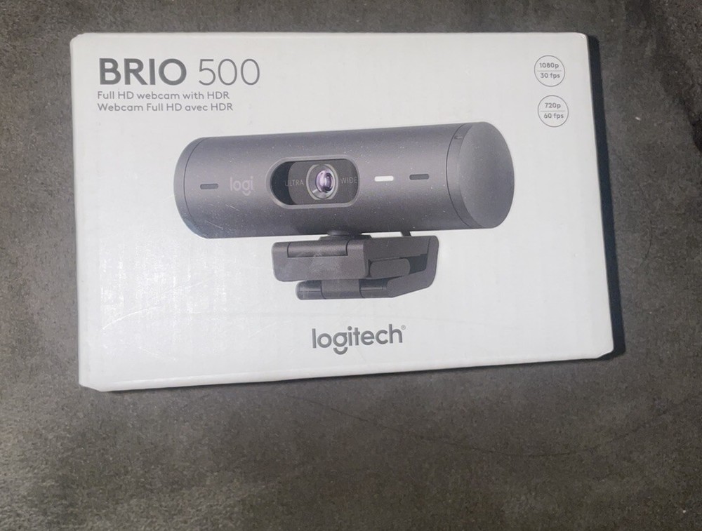 New! Logitech Brio 500 Full HD Webcam with HDR & Privacy Cover - Graphite Brand