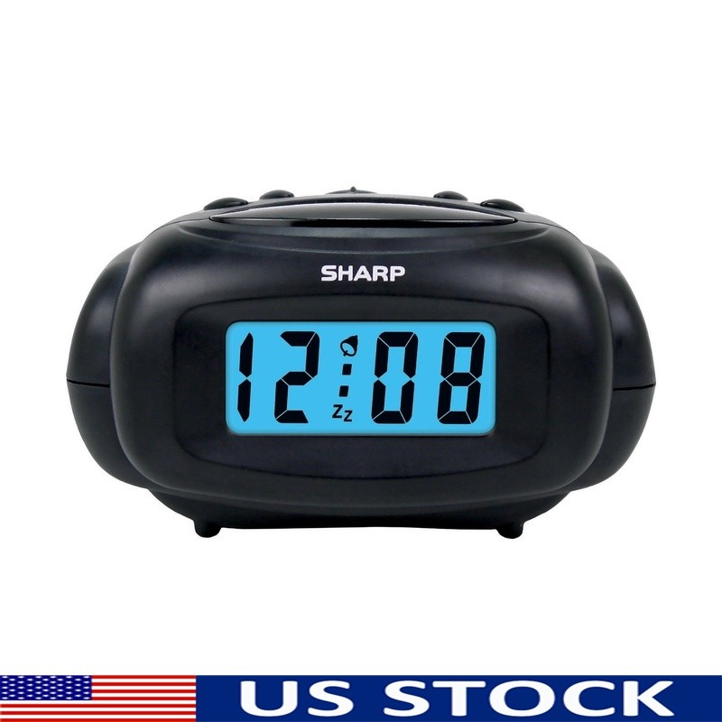 Compact Travel Digital Alarm Clock with LCD Display, Battery-Powered & Snooze