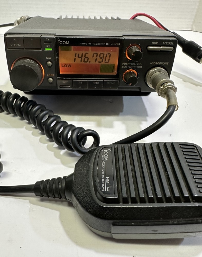 Icom IC 228H 2 Meter Mobile Transceiver FM Ham Radio DTMF Mic Tone Encoder Works