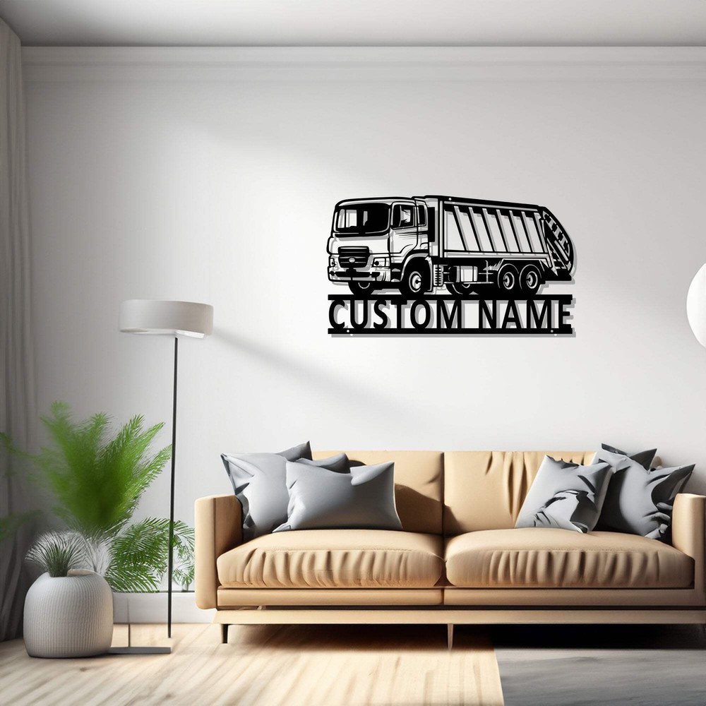 Custom Garbage Truck Metal Wall Art Personalized Garbage Truck Name Sign Decorat