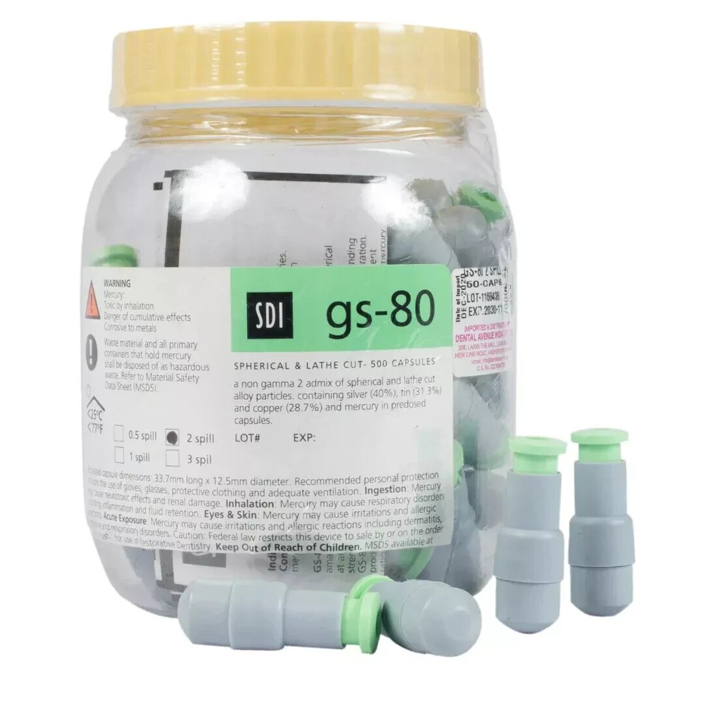 SDI GS-80 Regular 50g Amalgam Alloy with 3 Spill Capsules