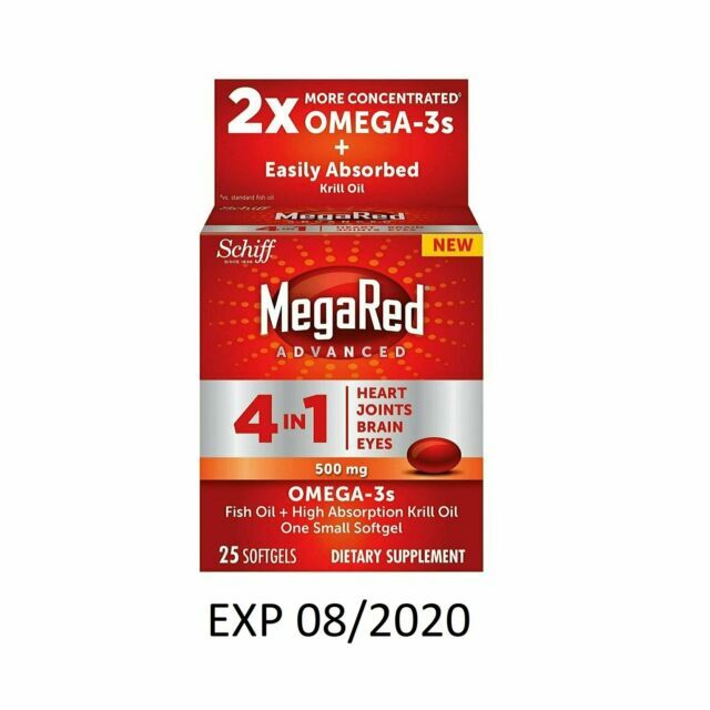 Schiff Mega Red Advanced 4in1 Omega Fatty Acid - 25 Softgel Each (4-Packs)