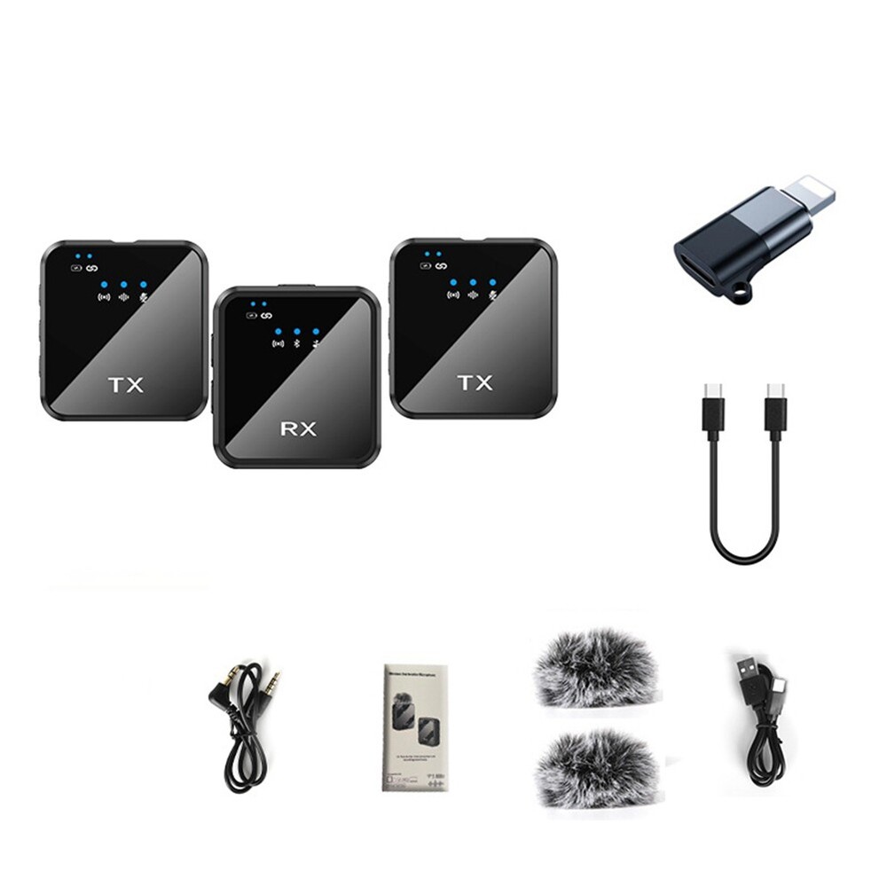 Noise Canceling Microphone System Portable Collar Clip Interview Camera F4V1