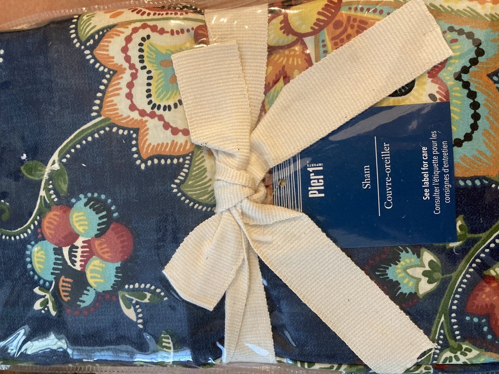 Pier 1 Bright Multicolor Paisley Floral Sham NWT Gorgeous