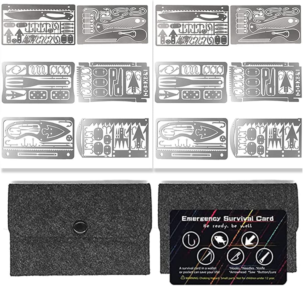 12 Pcs Survival Multitool Card Emergency Camping Tool EDC Kit in Your Wallets