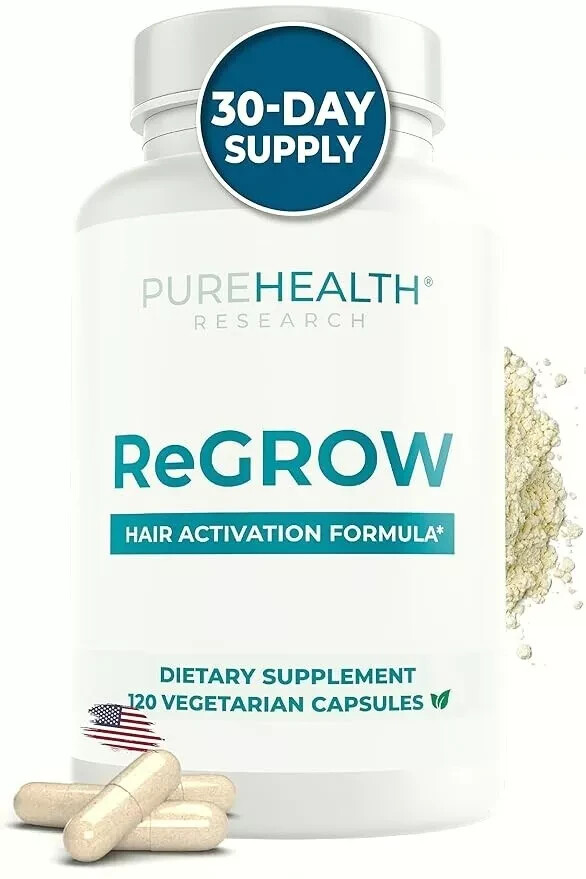 Regrow Hair Growth Vitamins with Biotin by PureHealth Research  