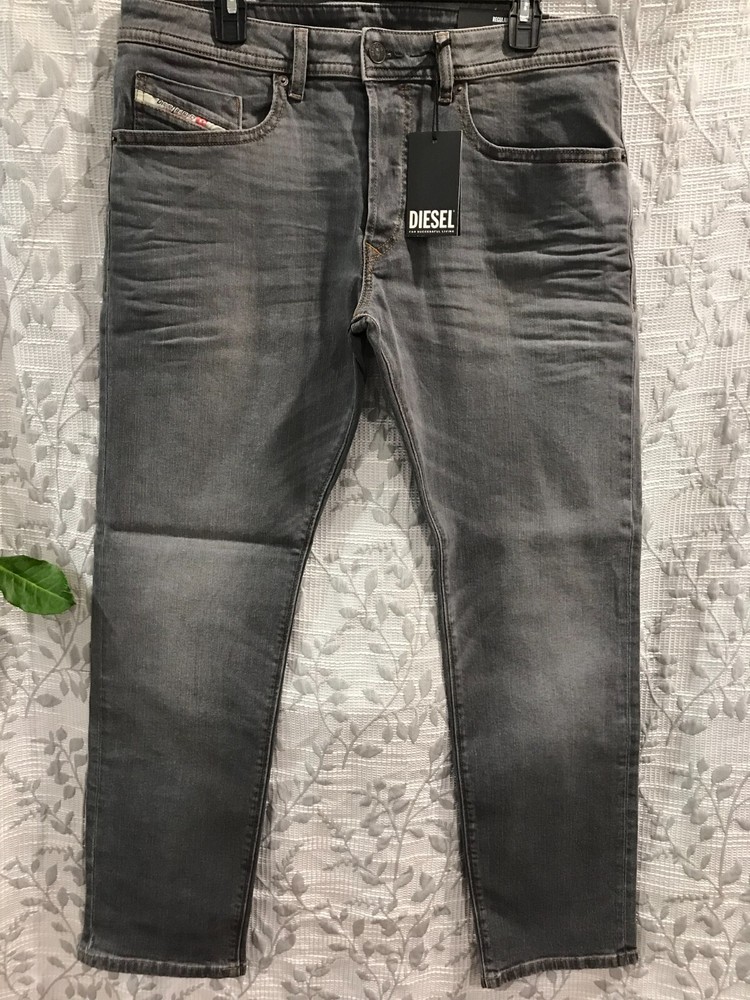 DIESEL Men's Size W34-L30 Light Grey Denim Buster Slim Tapered Jeans $225 NWT