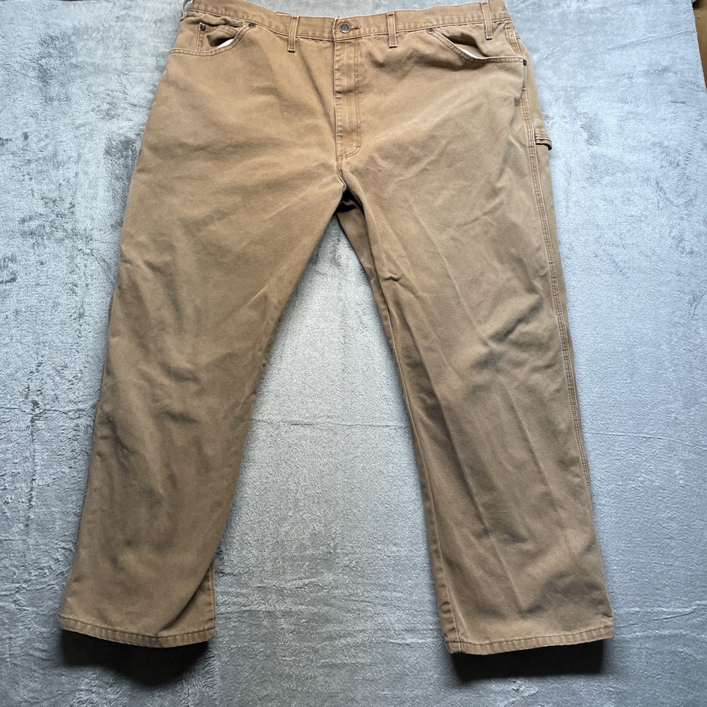 Dickies Mens 44x30 Brown Distressed Carpenter Work Pants Straight Fit Grunge Style
