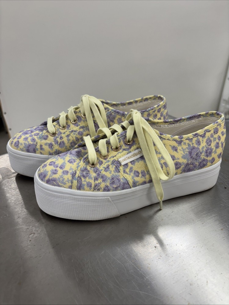 Superga x Love Shack Fancy size 6 tennis shoes with dust bag and ribbon laces