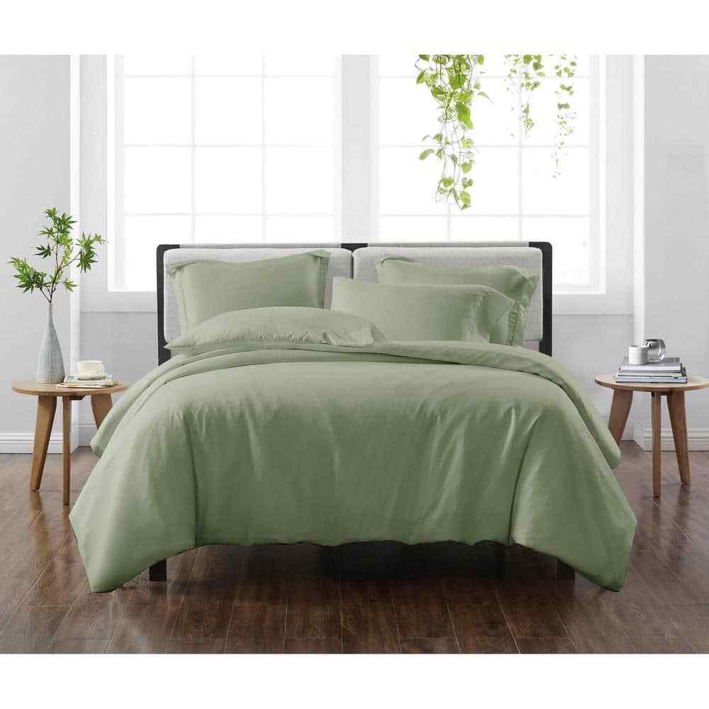 Solid Full/Queen 3-Piece Duvet Cover Set