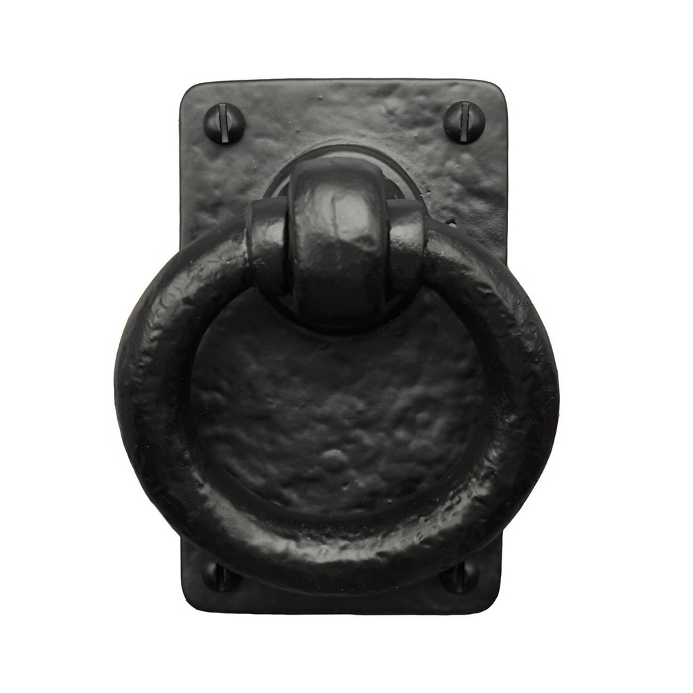Iron Valley 4.5-Inch Solid Cast Iron Ring Pull Door and Gate Handle