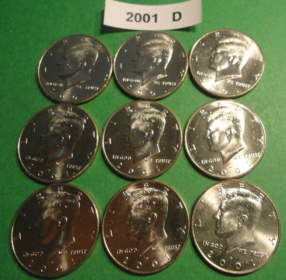 2001 d Kennedy Half Dollar  Uncirculated From U.S Mint Roll 1 Buy Now = 1 Coin-image