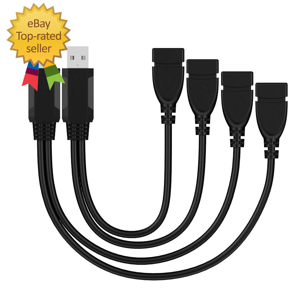 USB 2.0 A Male to Dual USB Y Splitter Hub Power Adapter Cable