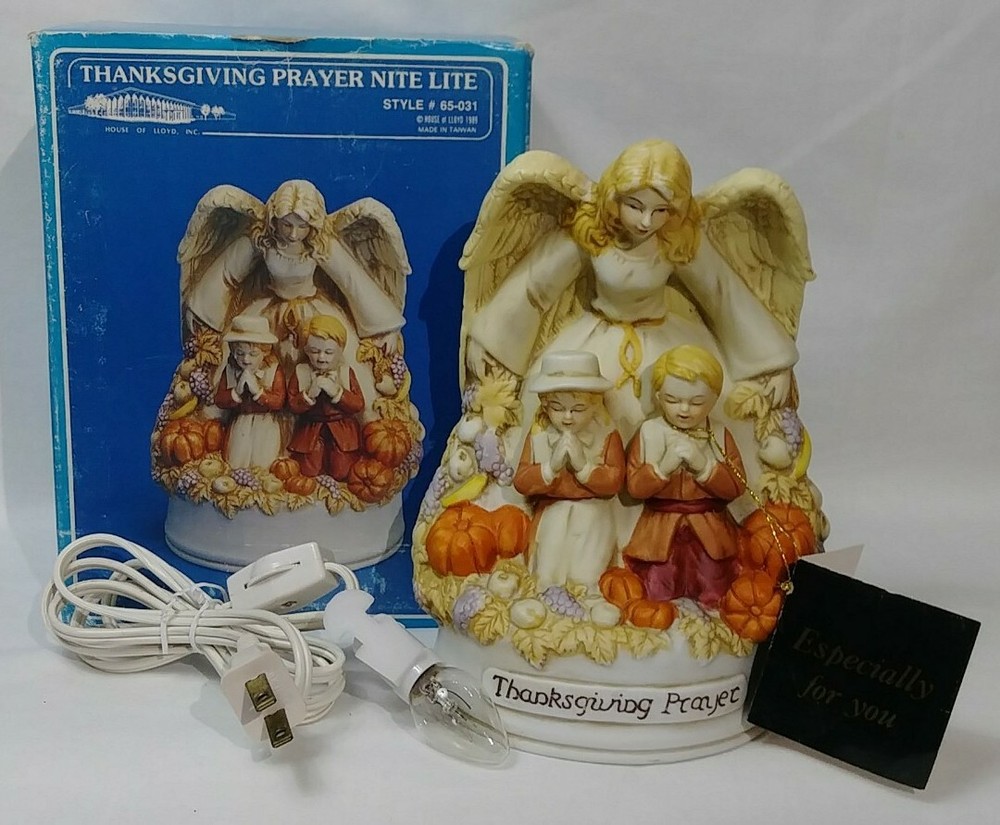 Thanksgiving Angel Pilgrim Prayer Night Light House of Lloyd Figurine  