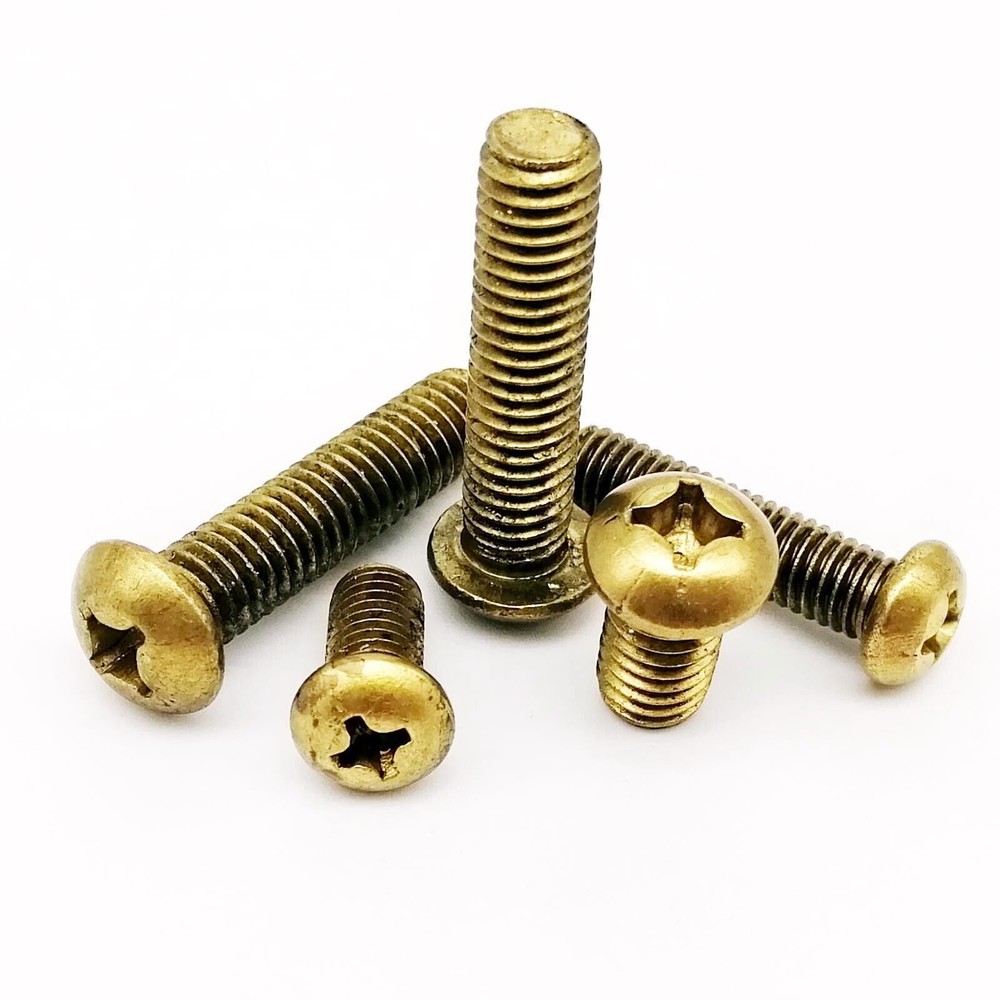 5/50pcs M2-M6 GB818 Pure Copper Brass Cross Round Phillips Pan Head Screw Bolt
