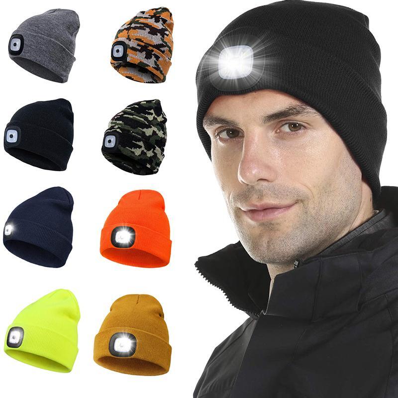 LED Knitted Beanie with Warm Light for Winter Sports Hiking