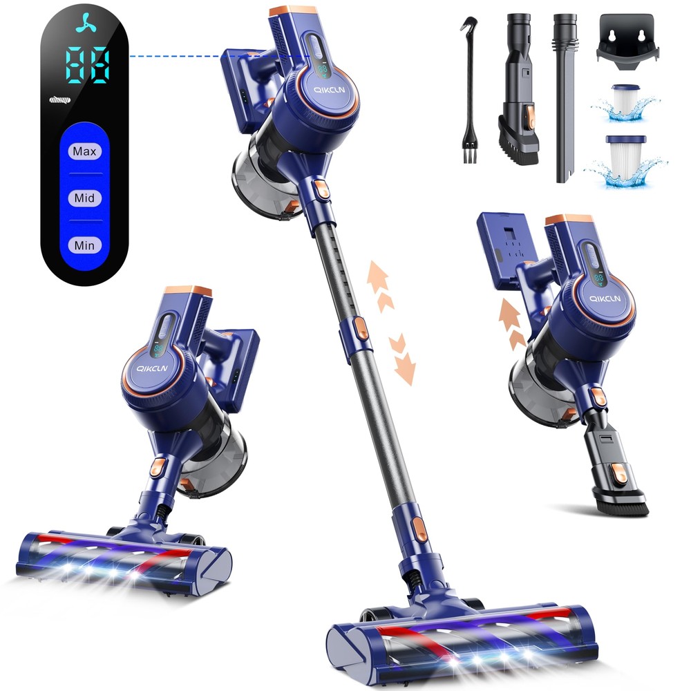 Cordless Vacuum Cleaner, 23kpa Powerful Lightweight Stick Vac with LED Headli...