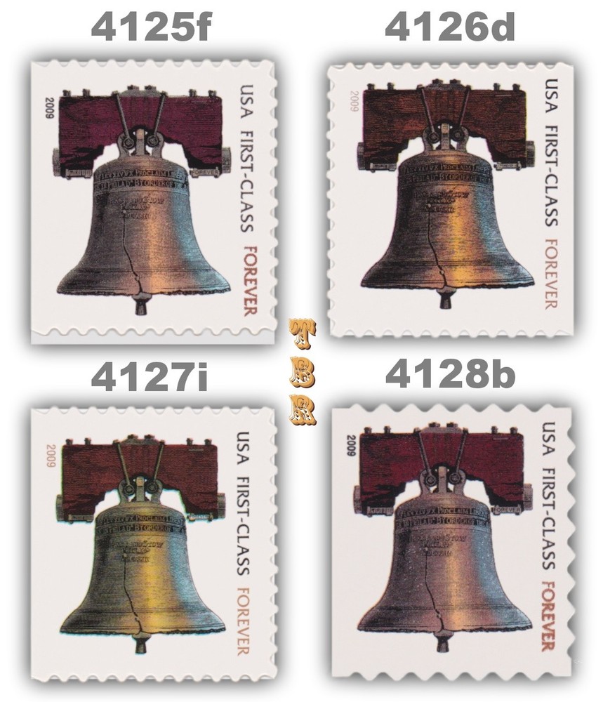 4125f 4126d 4127i 4128b Forever Liberty Bell 2009 Complete Set 4 MNH - Buy Now-image