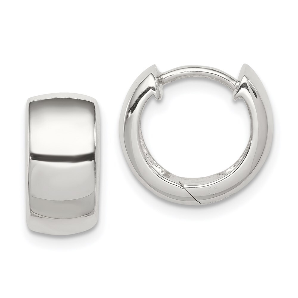 Sterling Silver Rhodium-plated Hinged Hoop Earrings 4.05gm L-11 mm, W-7 mm