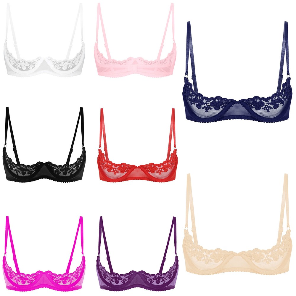 Sheer Open Cup Bra Lingerie for Women Nightwear Sleepwear Top